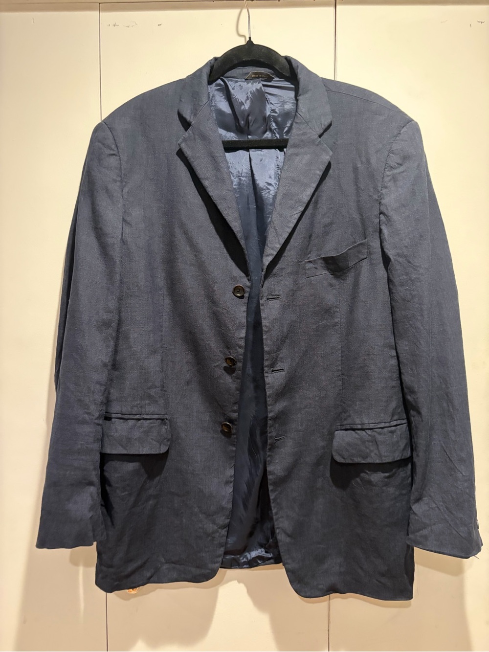 Banana Republic Men's Navy Linen Blazer Sport Coat Made In Italy vintage 40R